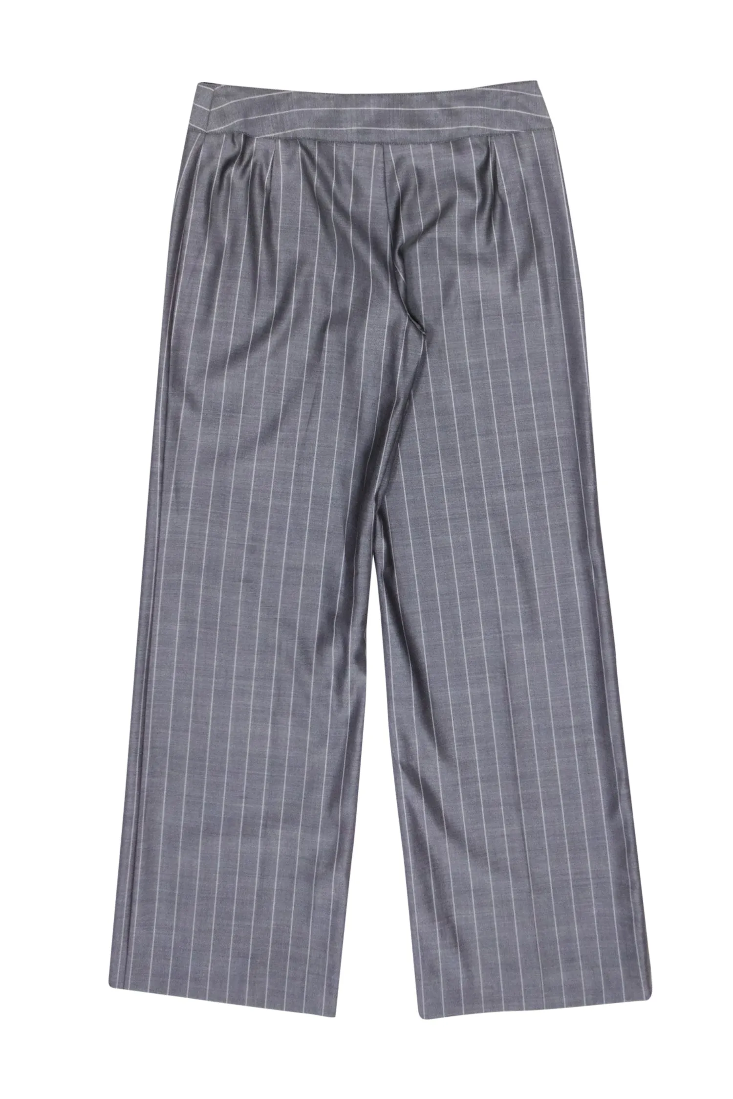 Armani Collezioni - Grey Striped Wool Blend Wide Leg Pants Sz 4