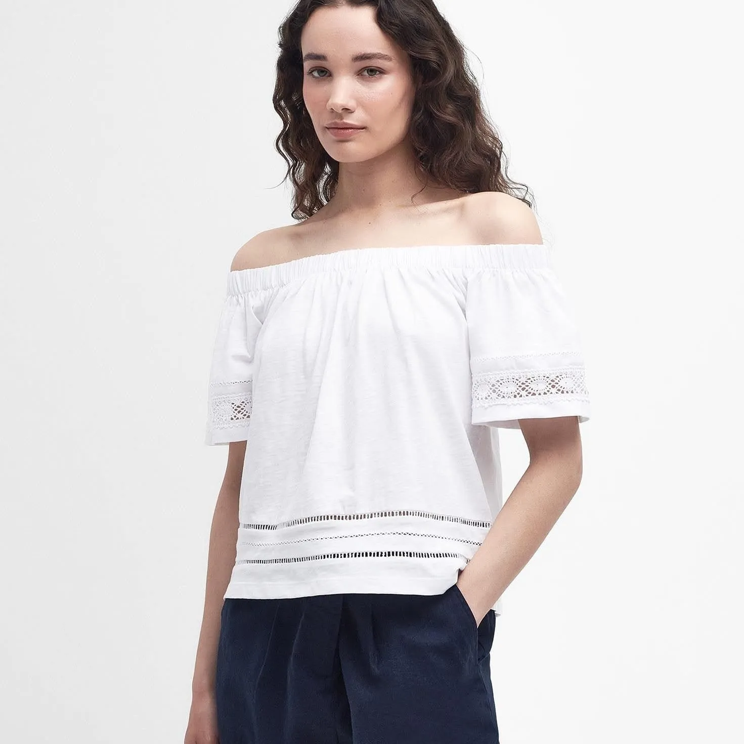 Barbour Ralee Off-The-Shoulder Top In White