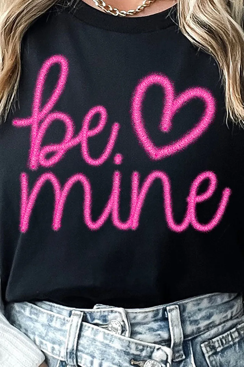 Be Mine Faux Tinsel Transfer Short Sleeve Relaxed Fit T-Shirt