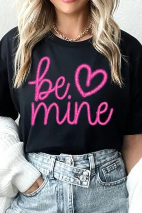 Be Mine Faux Tinsel Transfer Short Sleeve Relaxed Fit T-Shirt