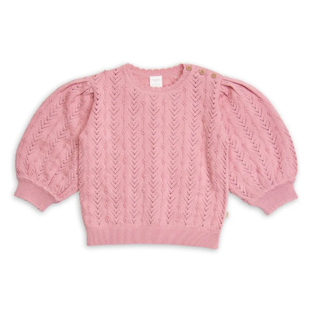 Bell Sleeve Berry Knit Sweater - Rose