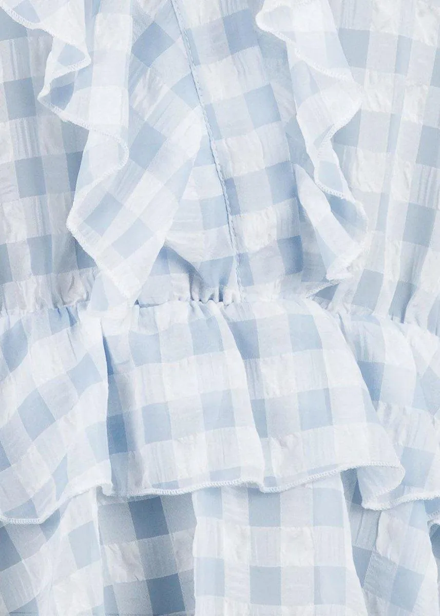 Besoa Soft Check Blouse - Light Blue