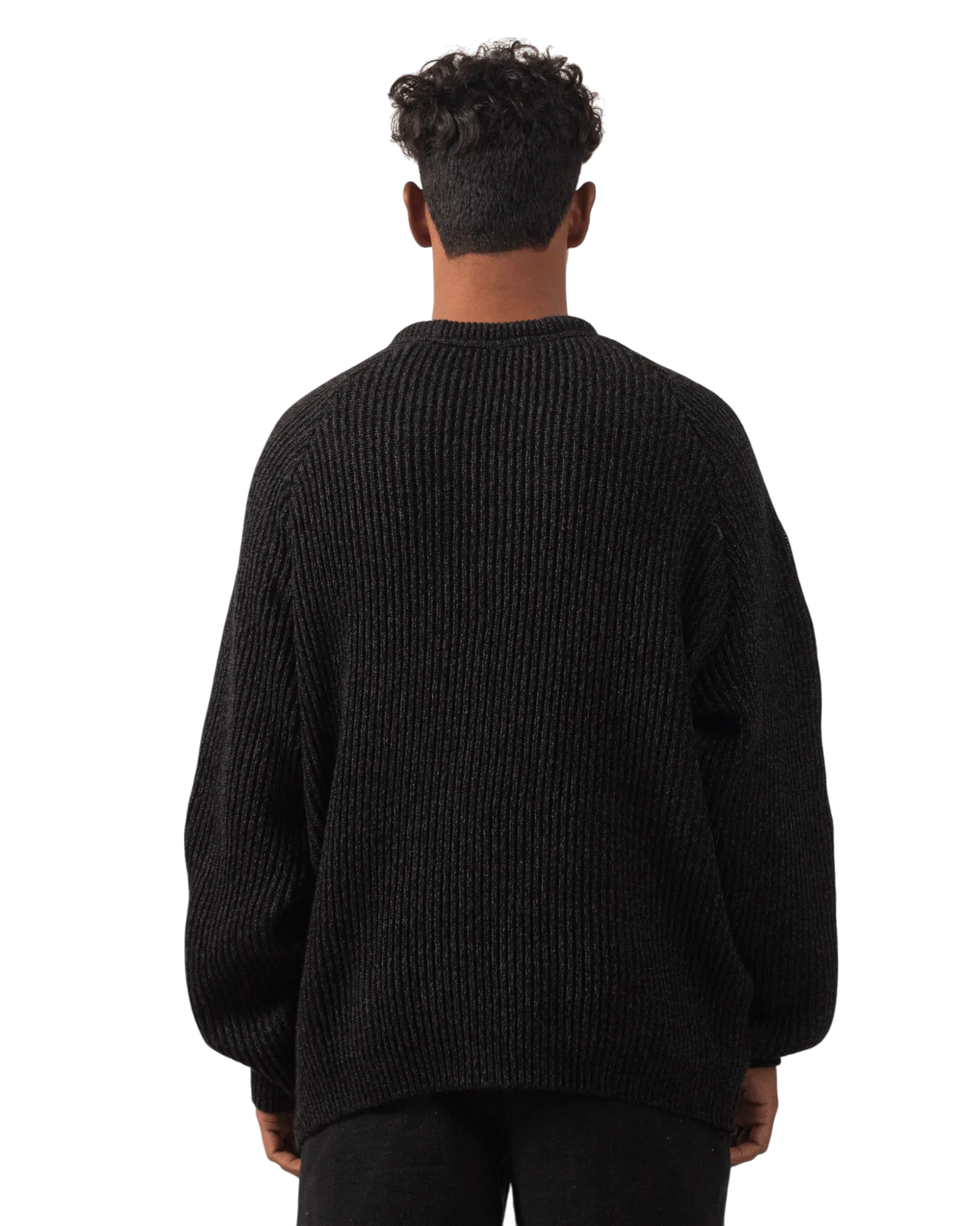 BLACK KNIT JACQUARD SWEATER