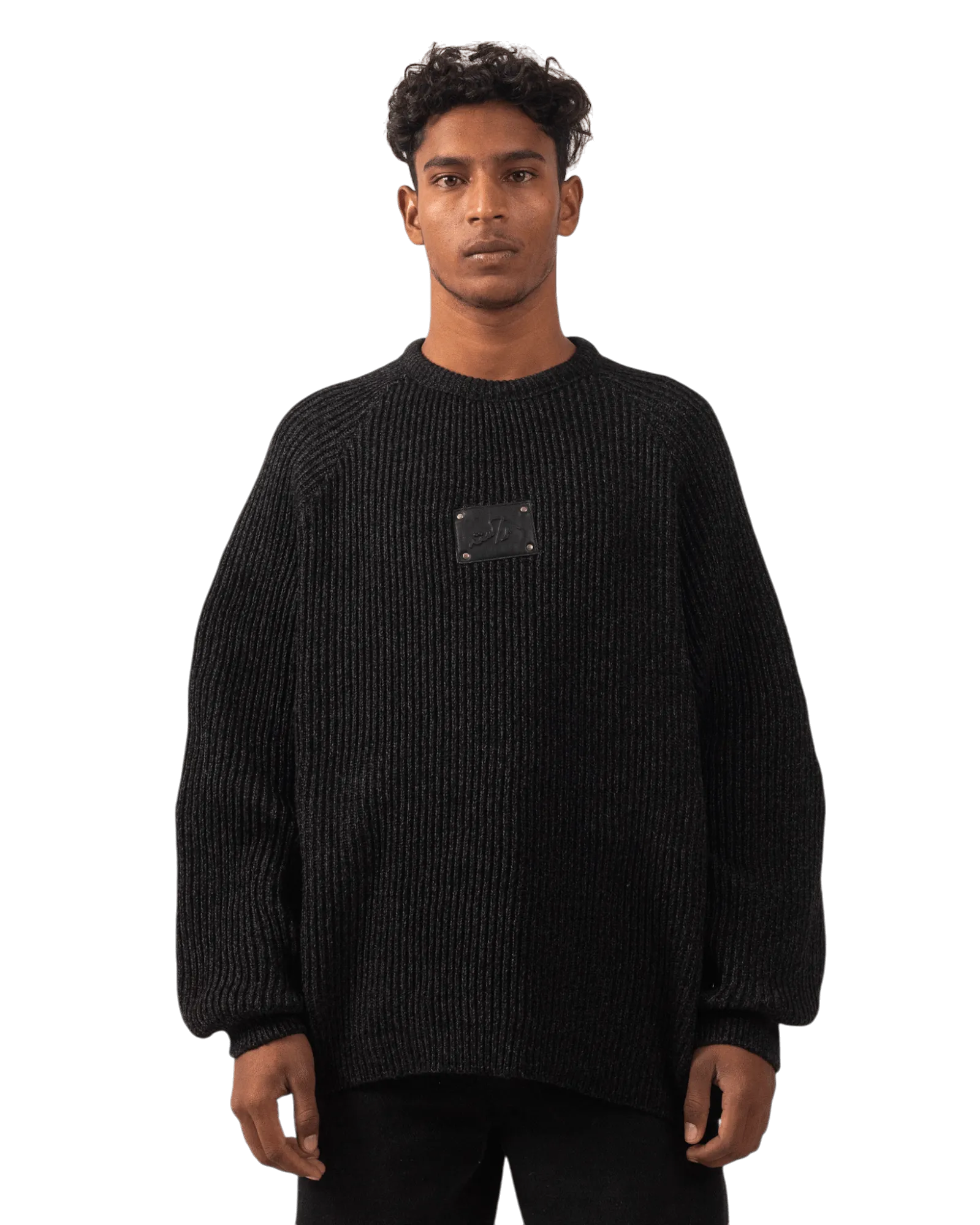 BLACK KNIT JACQUARD SWEATER