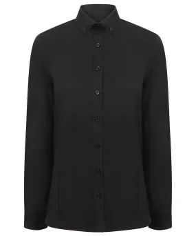 Black - Women's modern long sleeve Oxford shirt