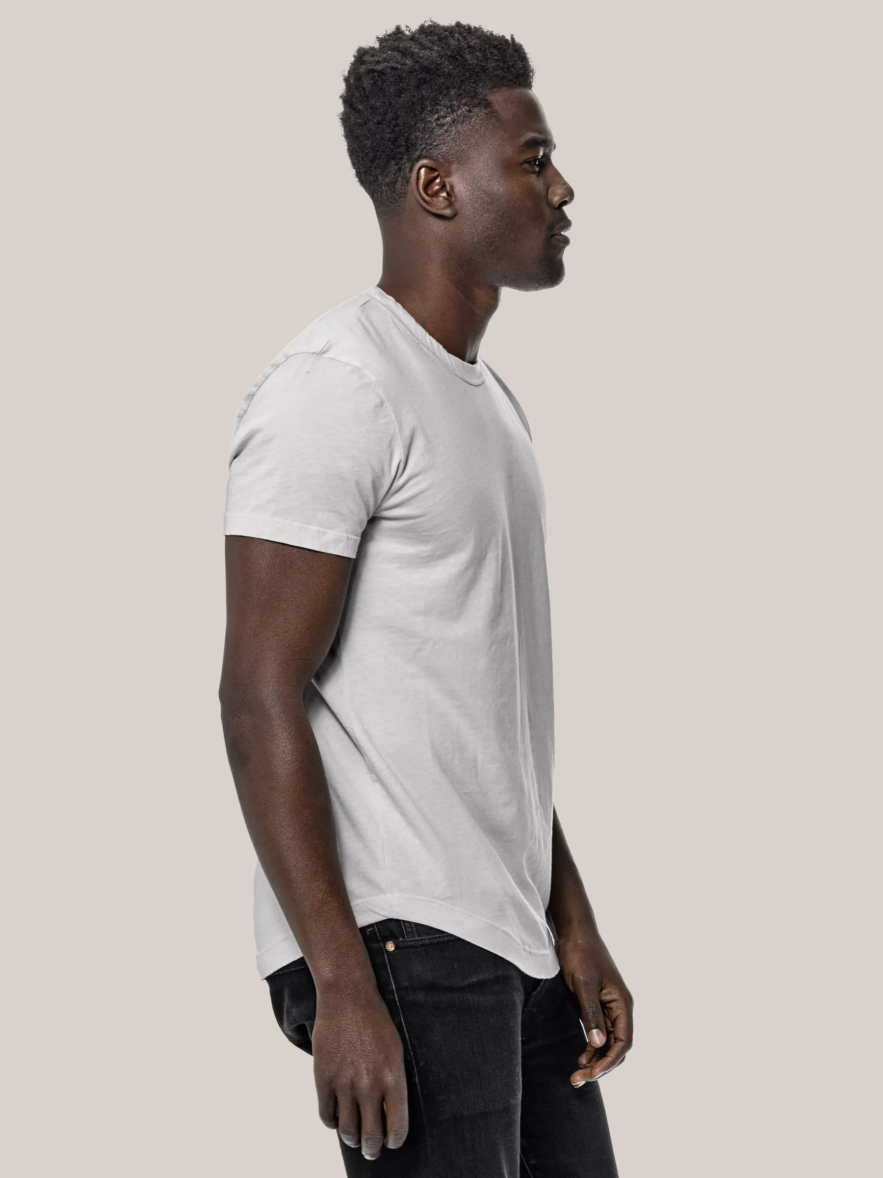 Bone Venice Wash Pima Curved Hem Tee