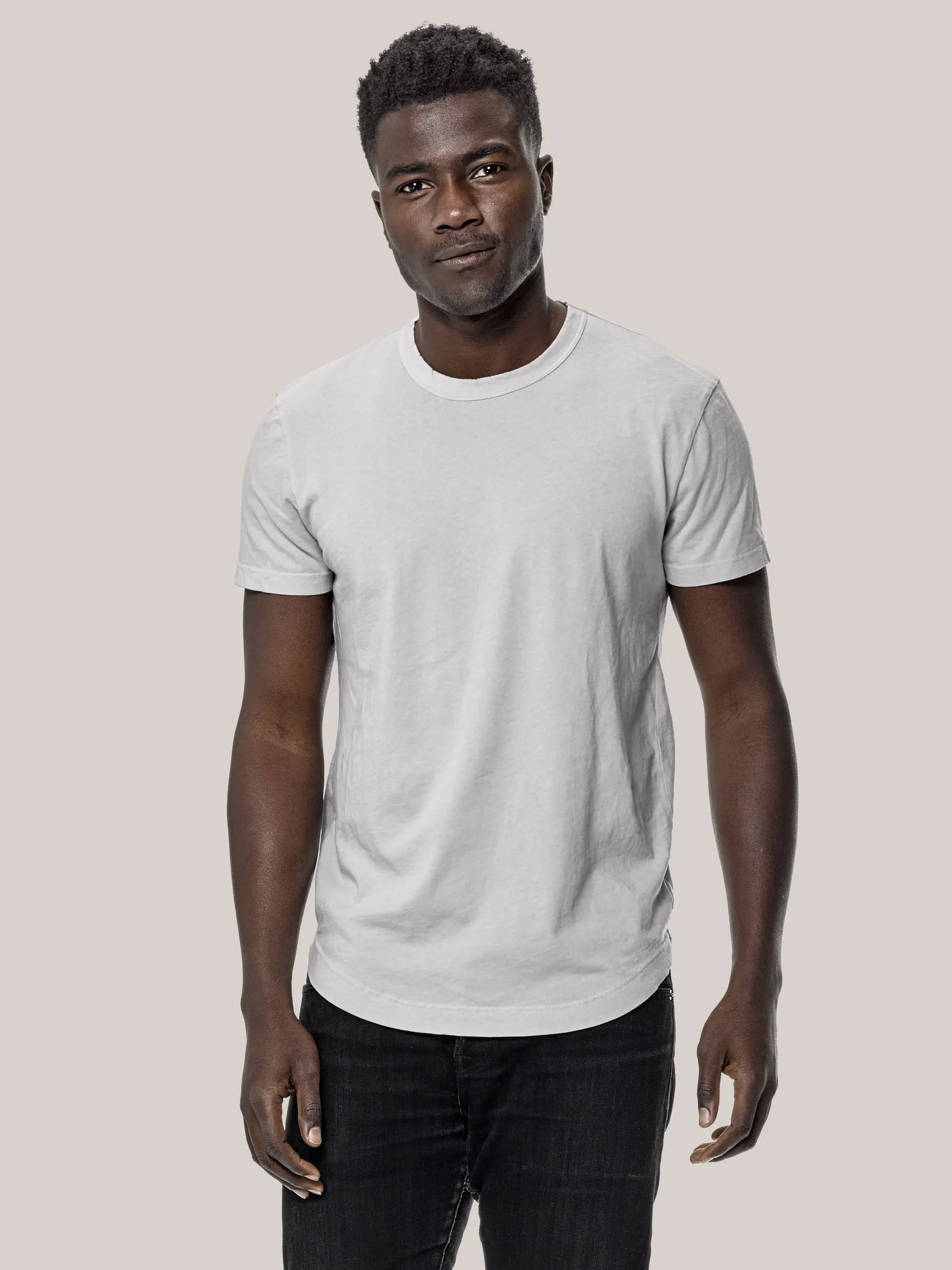 Bone Venice Wash Pima Curved Hem Tee