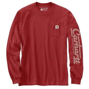 Carhartt 106041 Men's Relaxed Fit Heavyweight Long-Sleeve Pocket Script Sleeve - 2X-Large Tall - Bordeaux Heather