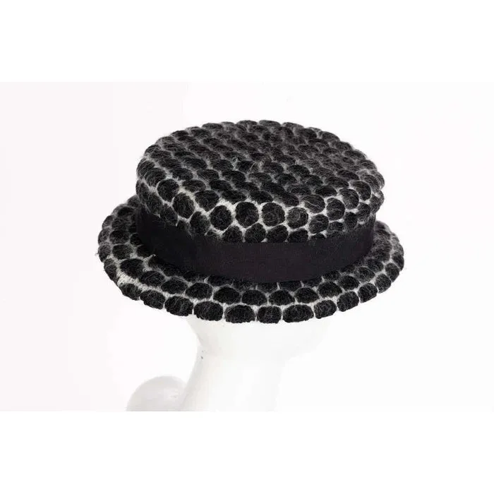 CHANEL F/W 2009 Runway Black & White Mohair Bow Hat