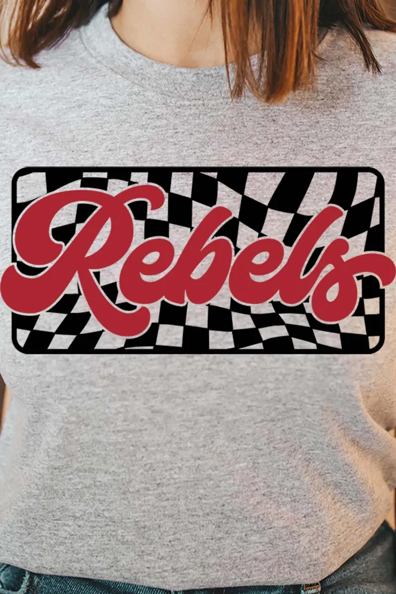 Checkered Rebels Red Sleeve Relaxed Fit T-Shirt