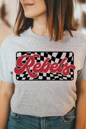 Checkered Rebels Red Sleeve Relaxed Fit T-Shirt