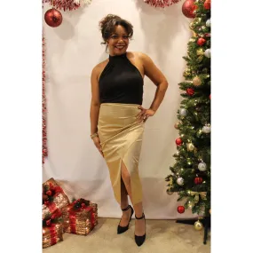 Classy Champagne Midi Skirt