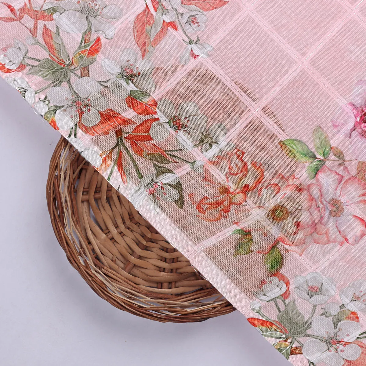 Classy Floral & Leaf Linen Printed Fabrics