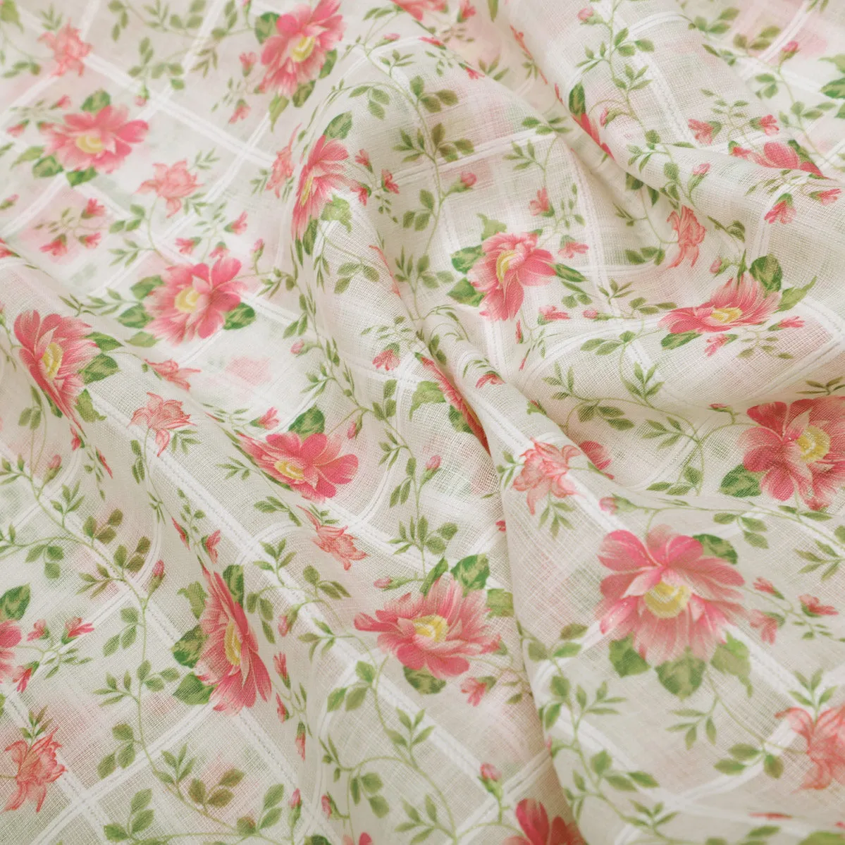 Classy Floral Linen Printed Fabric