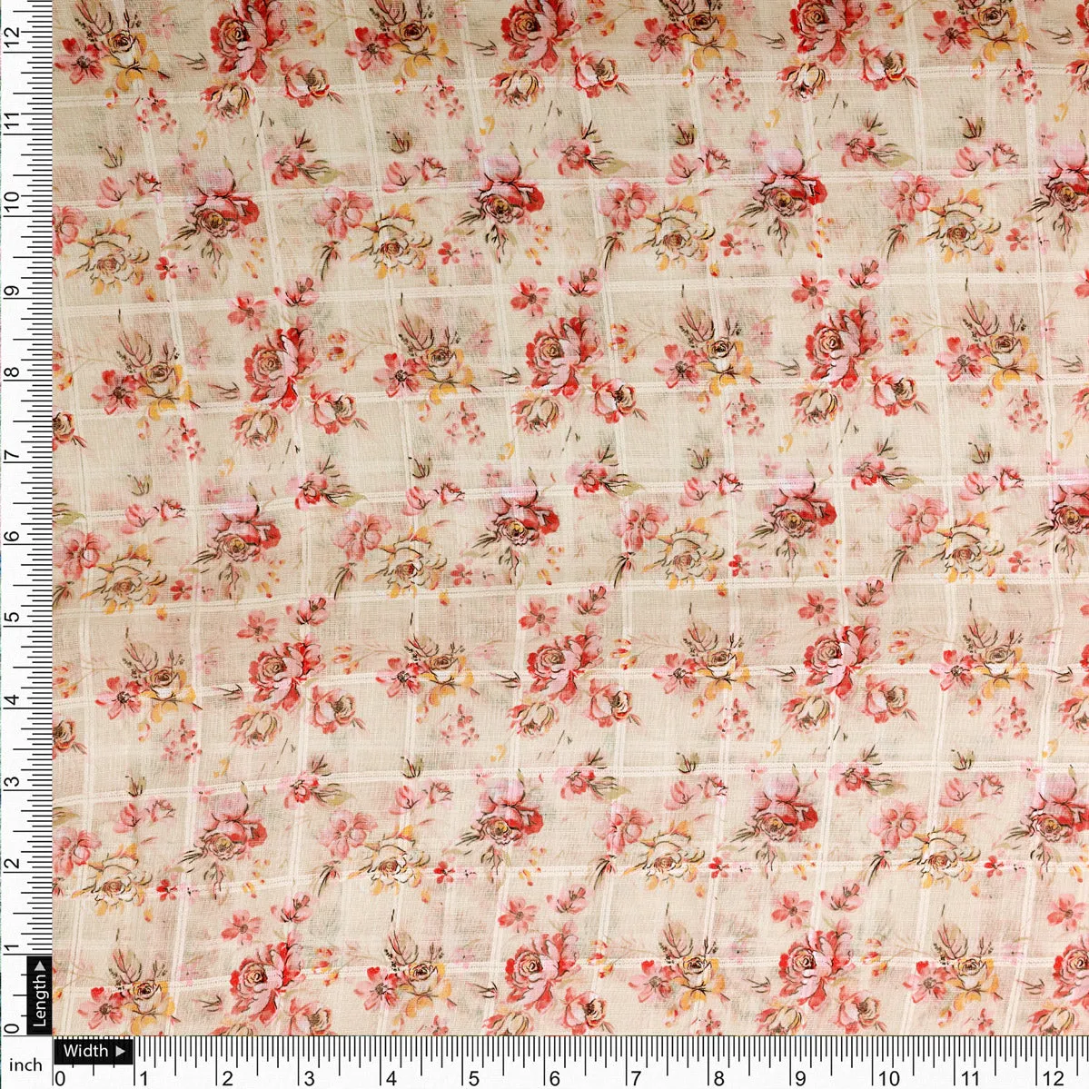 Classy Linen Fabric with Vibrant Floral Print