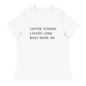 Coffee Strong Lashes Long Women's Short Sleeve T-Shirt