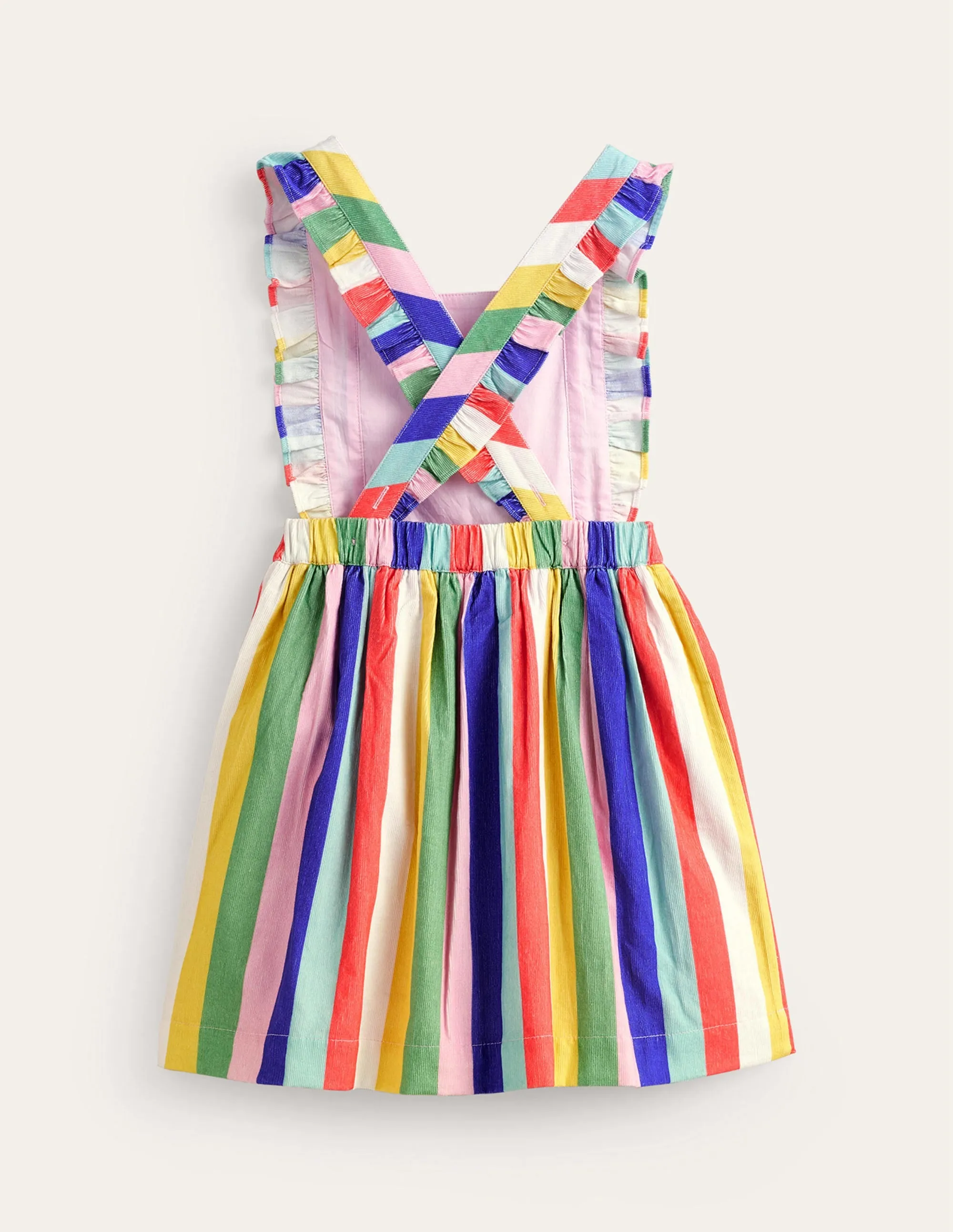 Cord Pinafore Dress-Jam Red / Georgian Blue Stripe