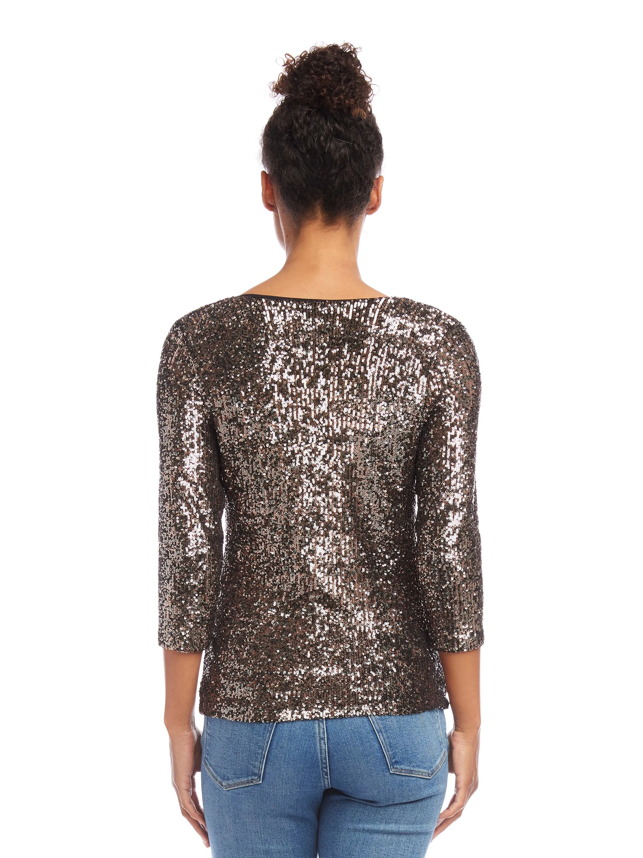 Cowl Neck Sequin Top