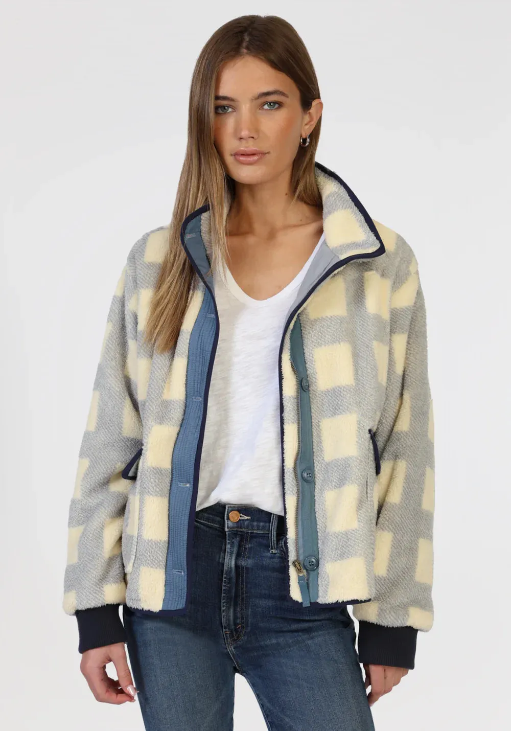 Cozy Plaid Jacket - Denim