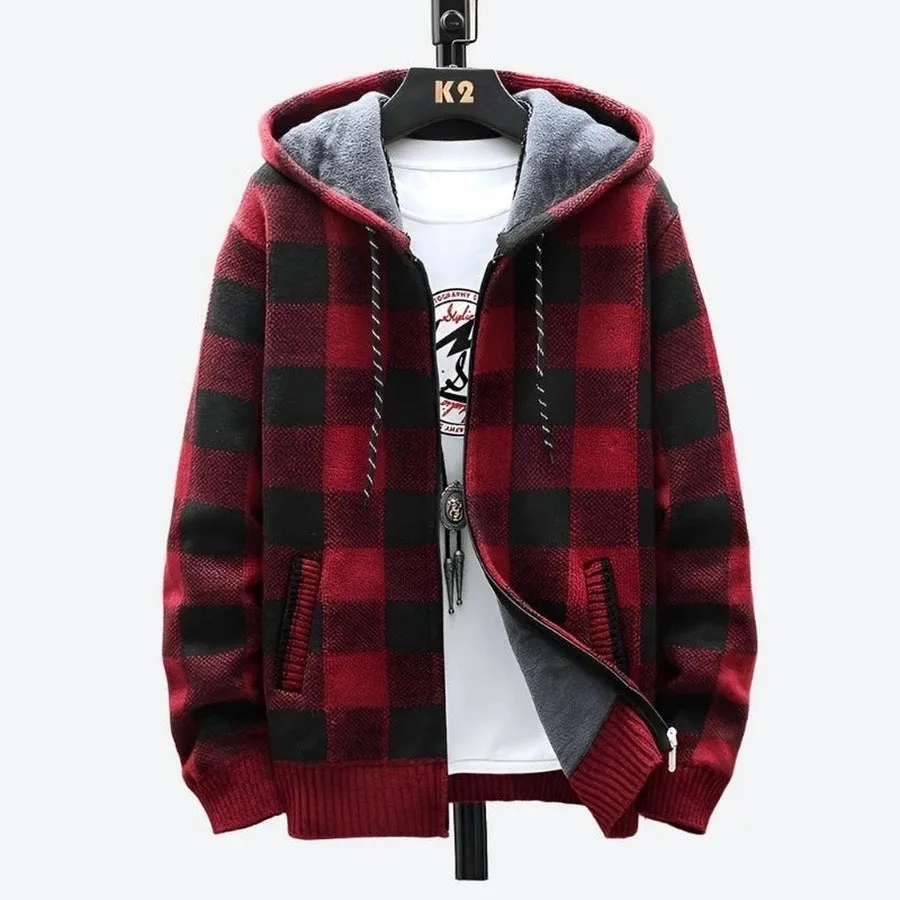 Cozy Plaid Zipper Hooded Jackets