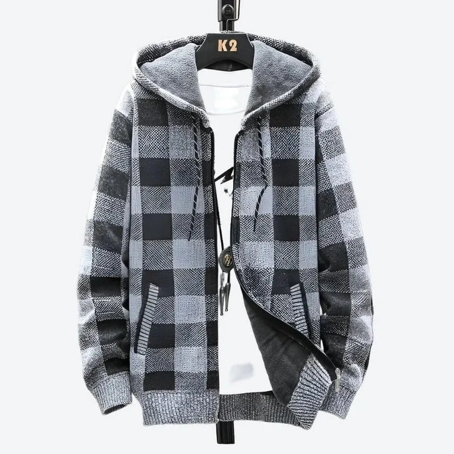 Cozy Plaid Zipper Hooded Jackets