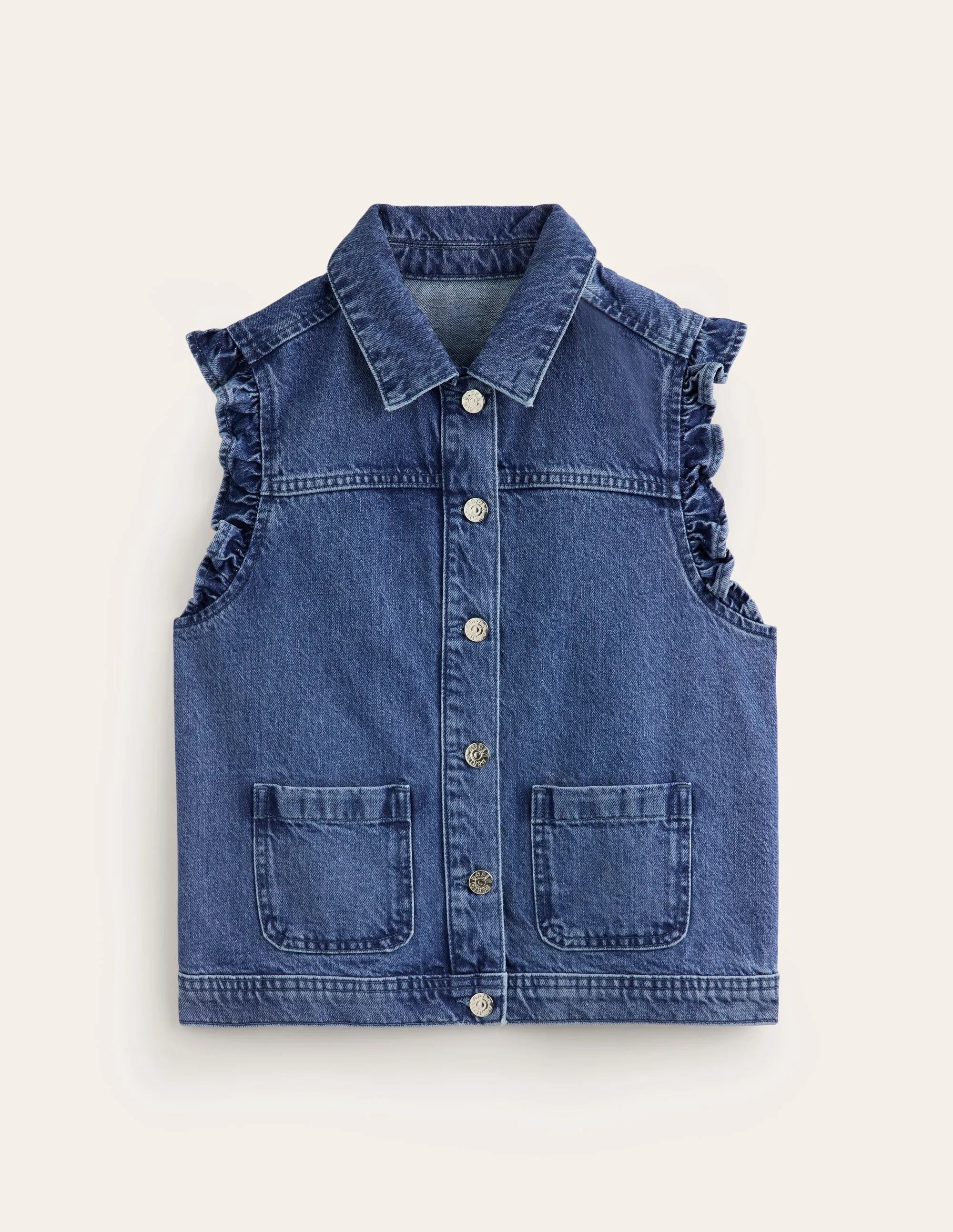 Denim Waistcoat-Mid Vintage Denim