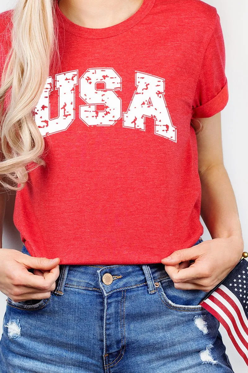 Distressed USA Short Sleeve Relaxed Fit T-Shirt