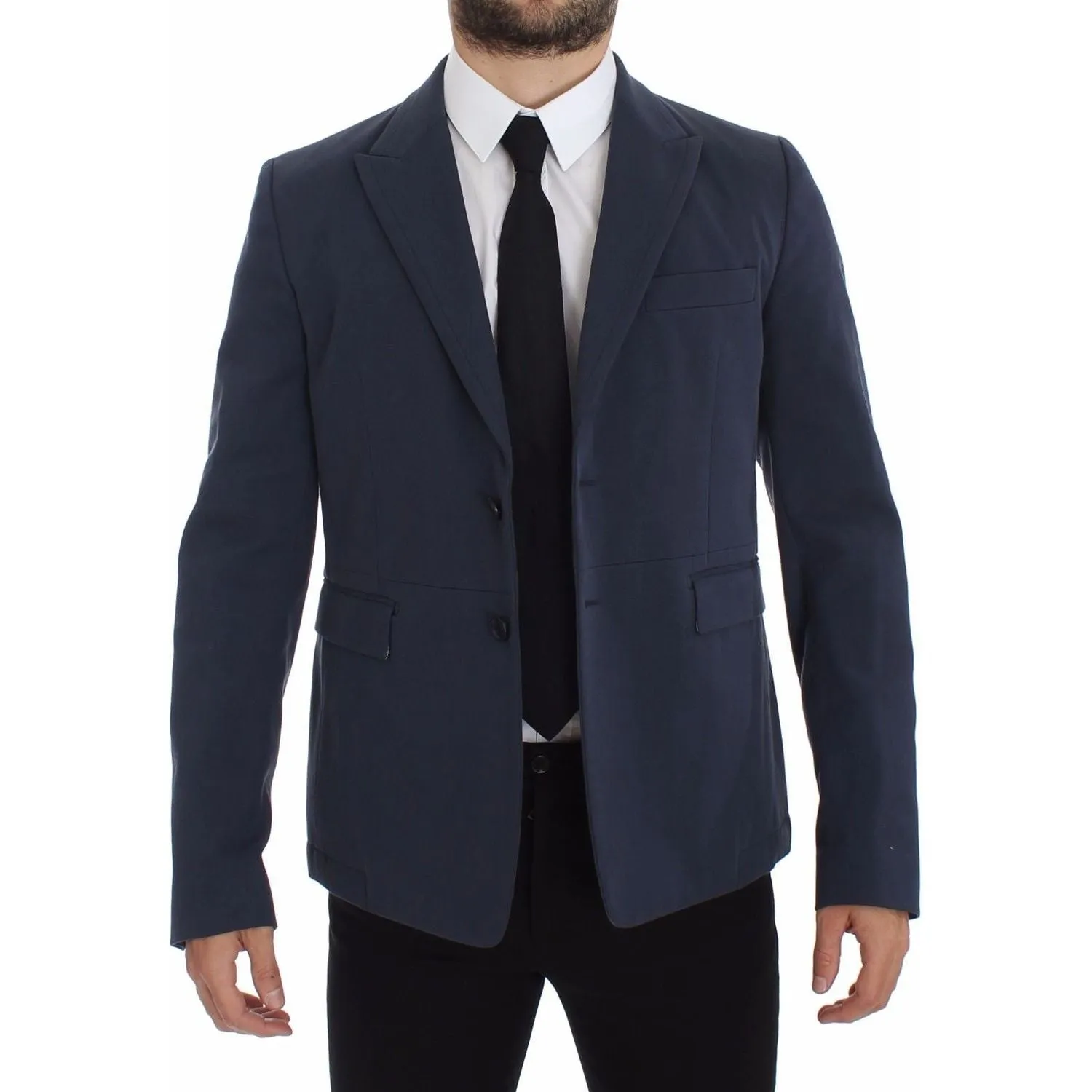 Dolce & Gabbana Elegant Blue Cotton Stretch Blazer Jacket