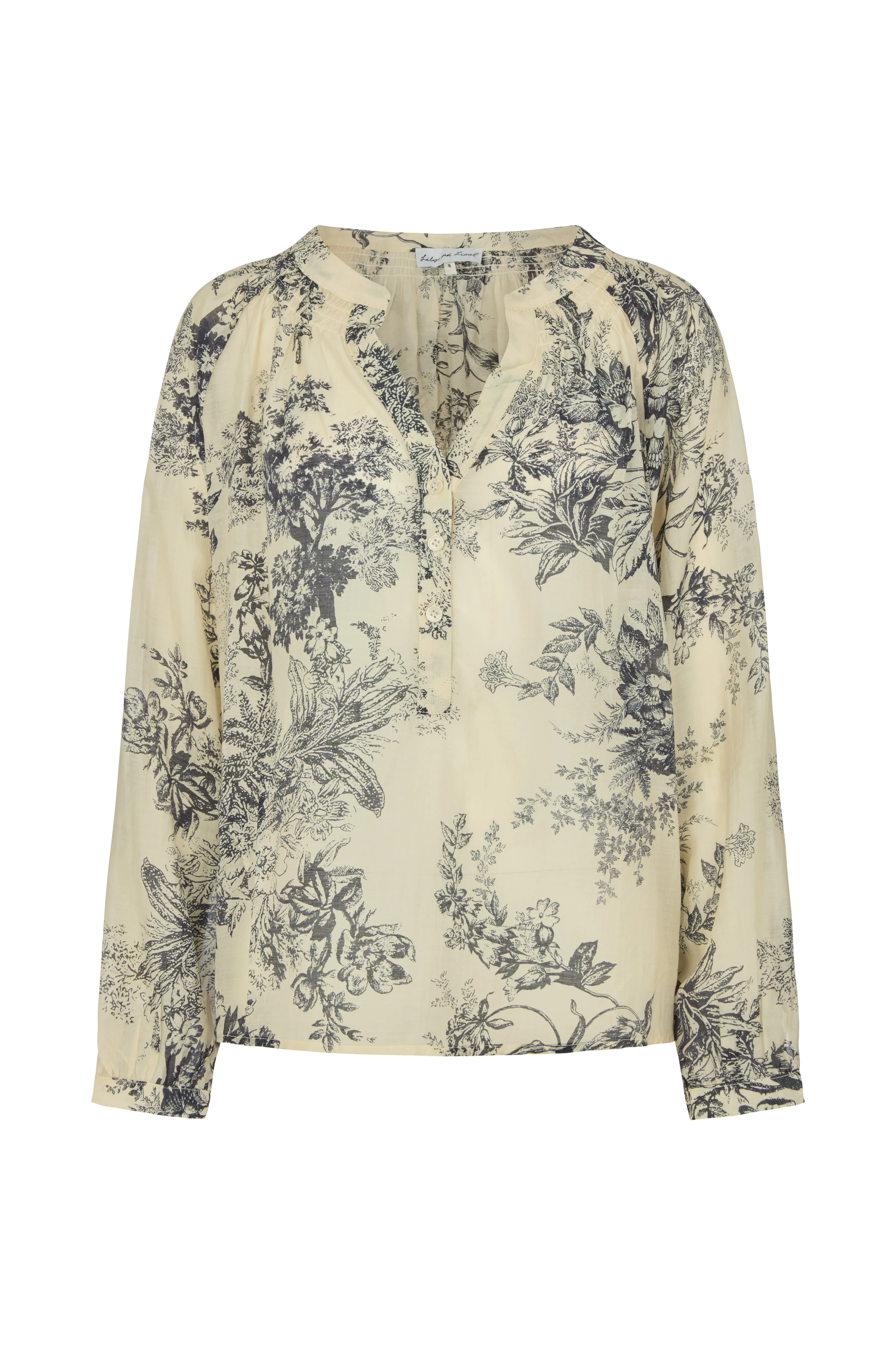 Eleanor V-Neck Floral Printed Blouse In Cream