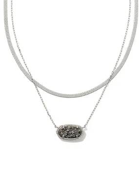 Elisa Herringbone Multistrand Necklace - Platinum Drusy