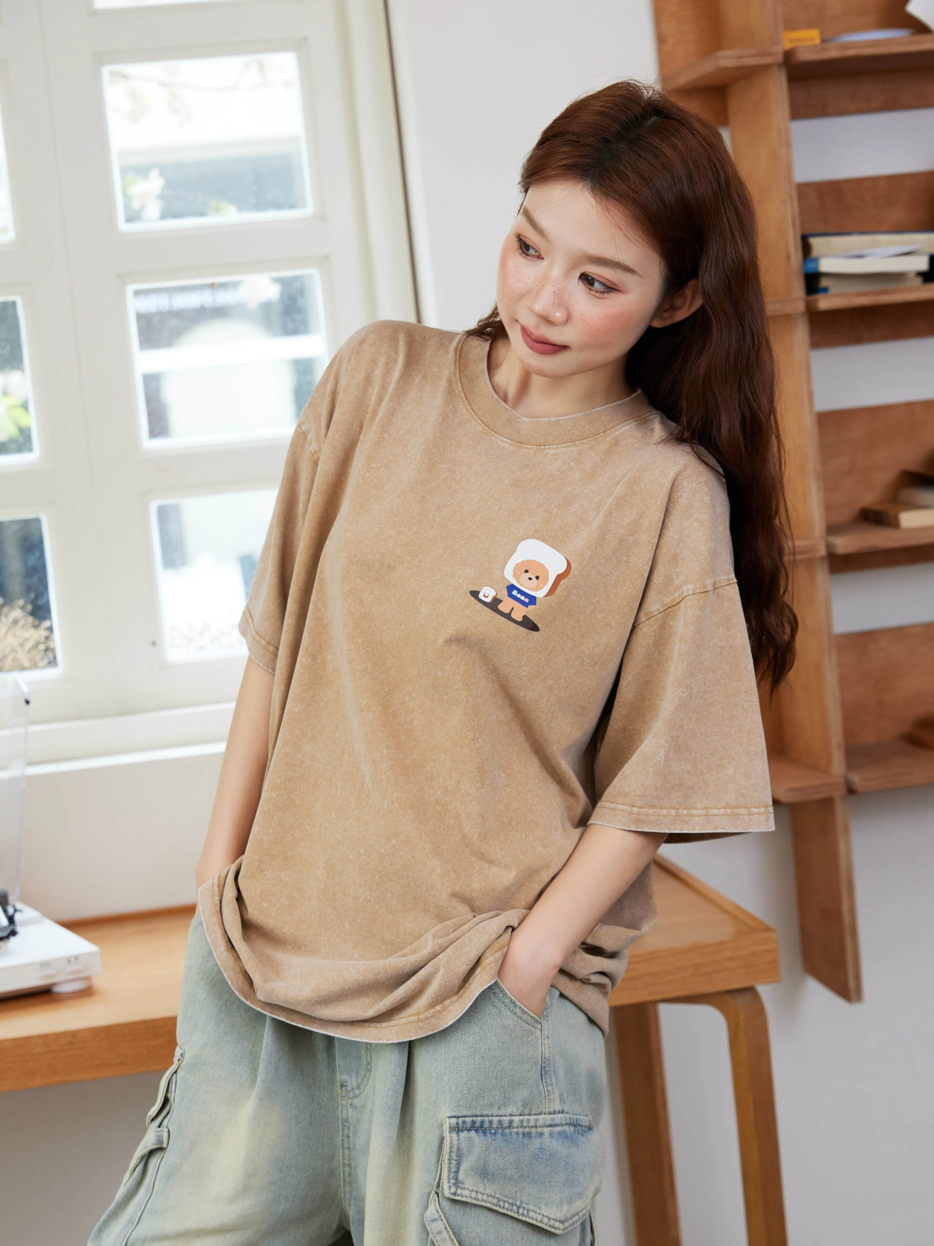 [EM] Toast Tic-Tac-Toe Adult T-Shirt Collection LIGHT KHAKI