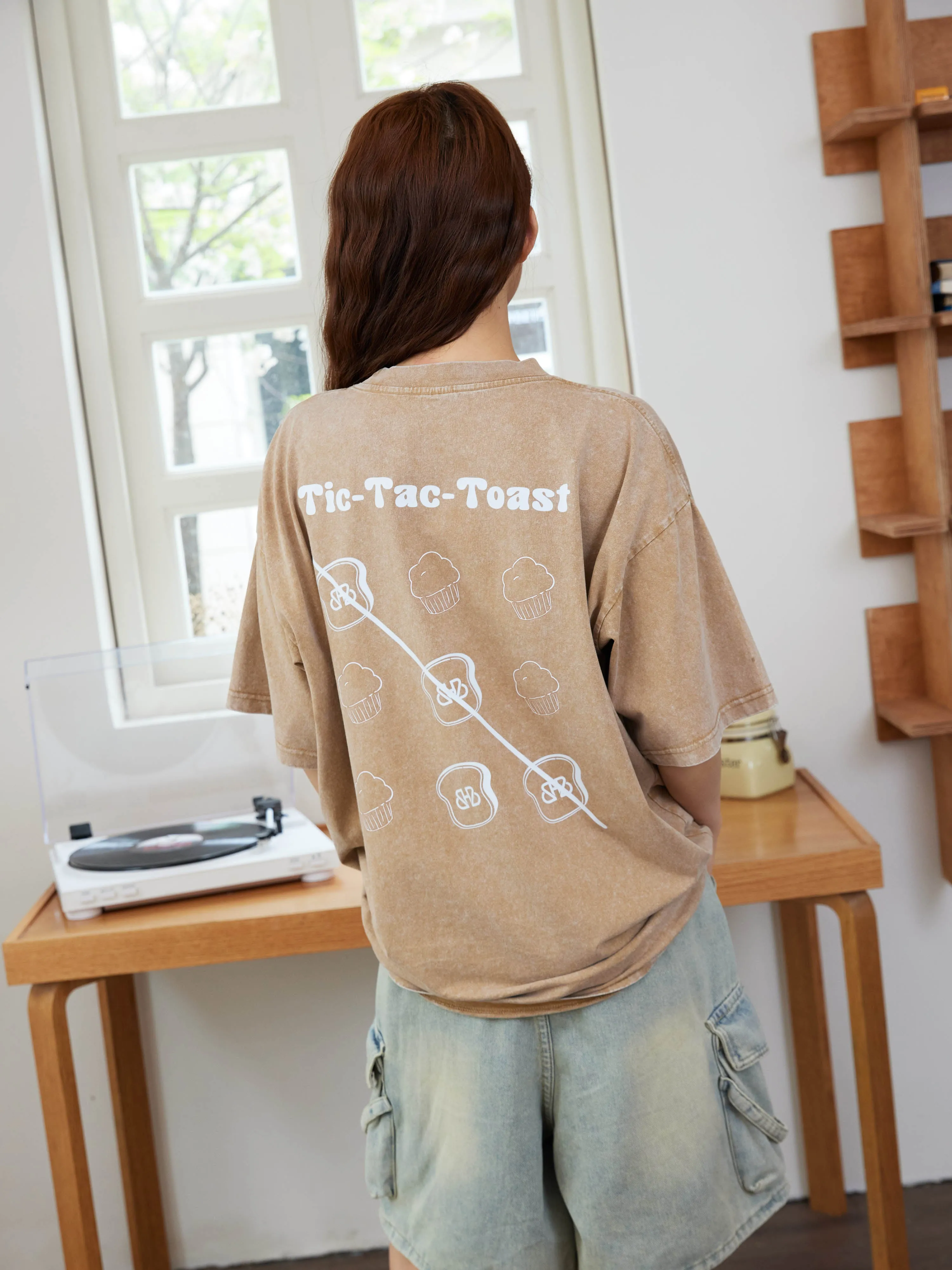 [EM] Toast Tic-Tac-Toe Adult T-Shirt Collection LIGHT KHAKI