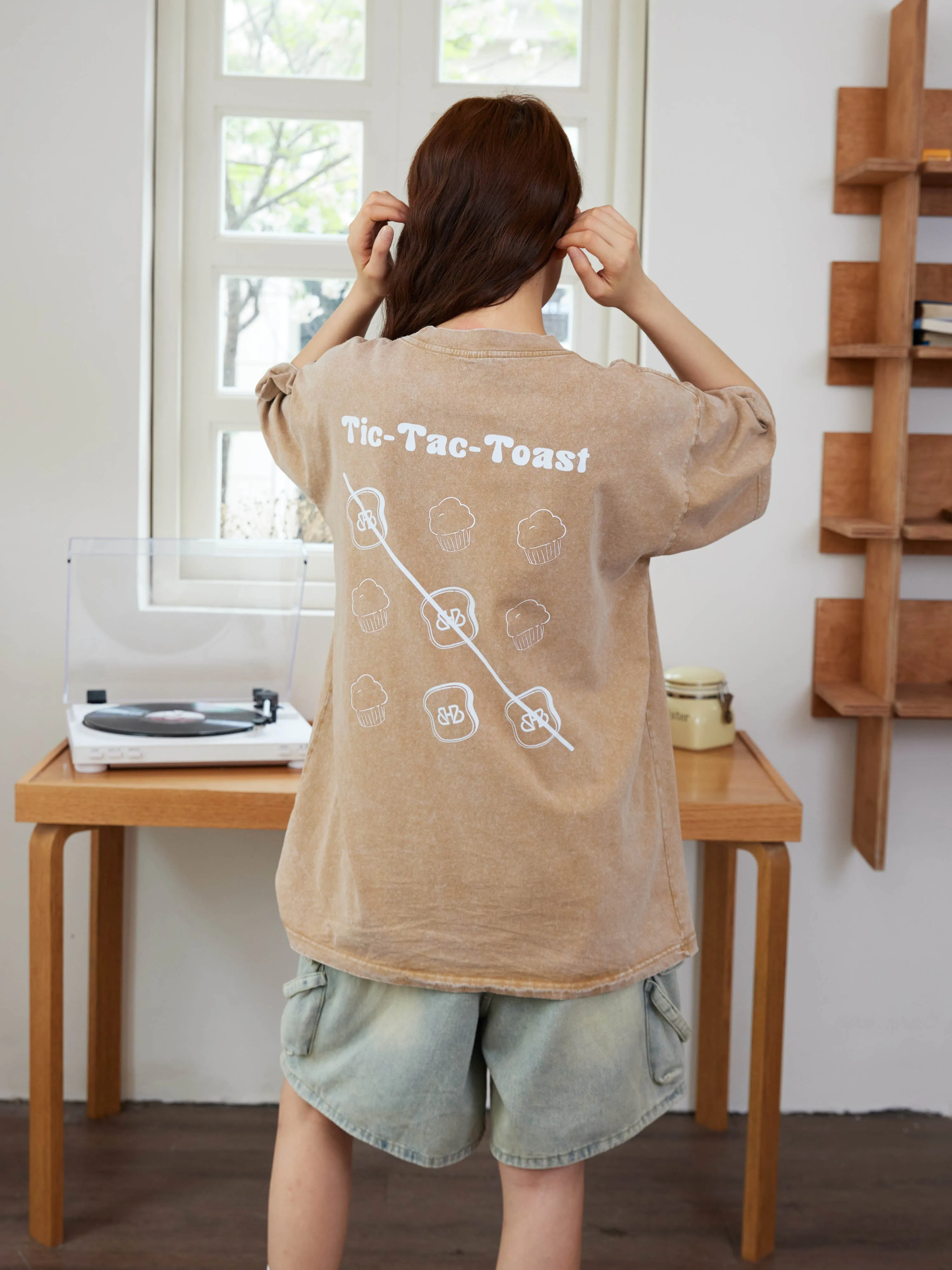 [EM] Toast Tic-Tac-Toe Adult T-Shirt Collection LIGHT KHAKI