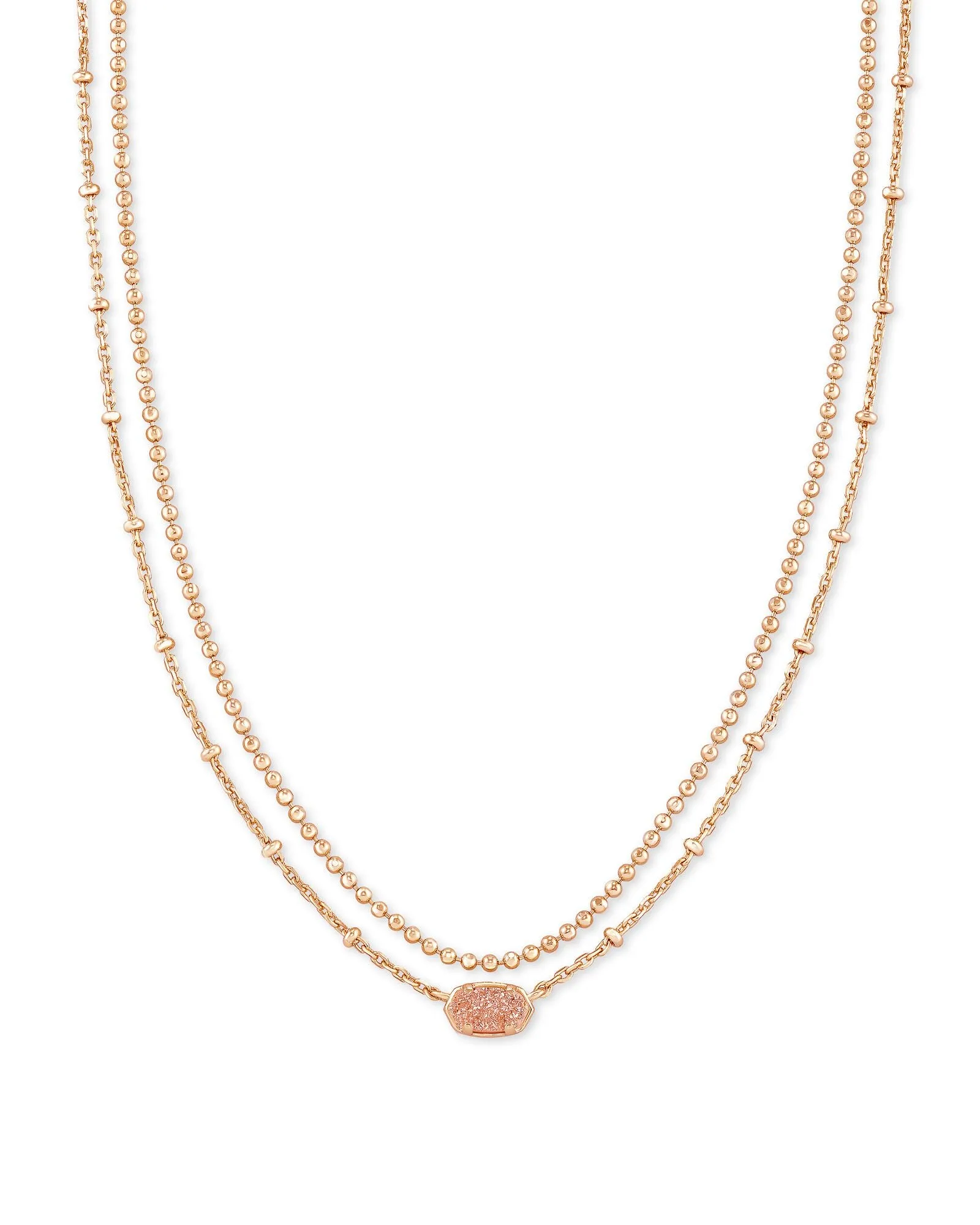 Emilie Multi Strand Necklace Rose Gold - Sand Drusy