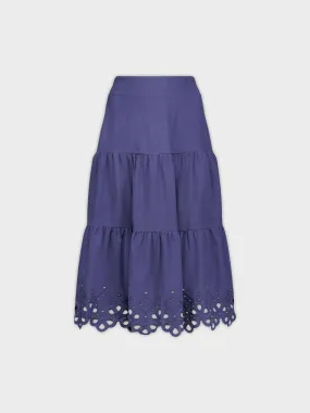 FLOWER CUT OUT SKIRT-NAVY