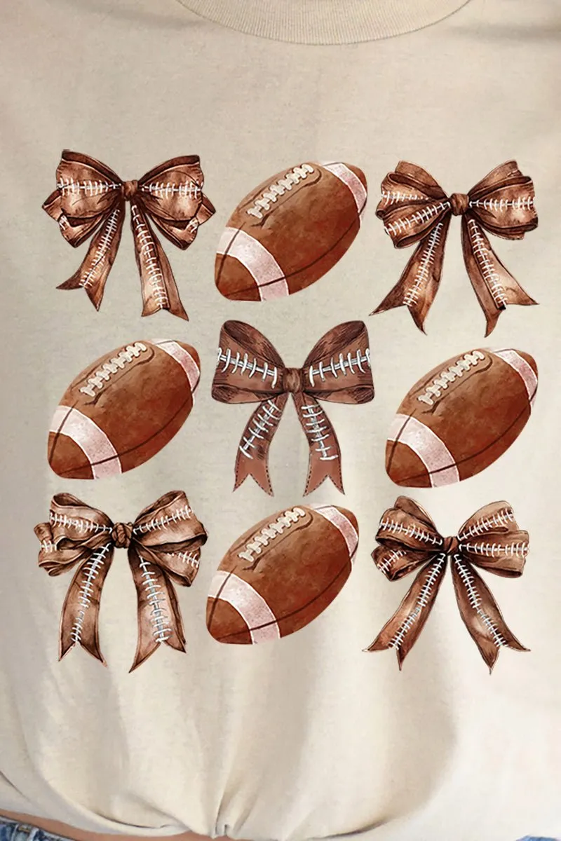 Footballs And Coquette Bows Short Sleeve Relaxed Fit T-Shirt