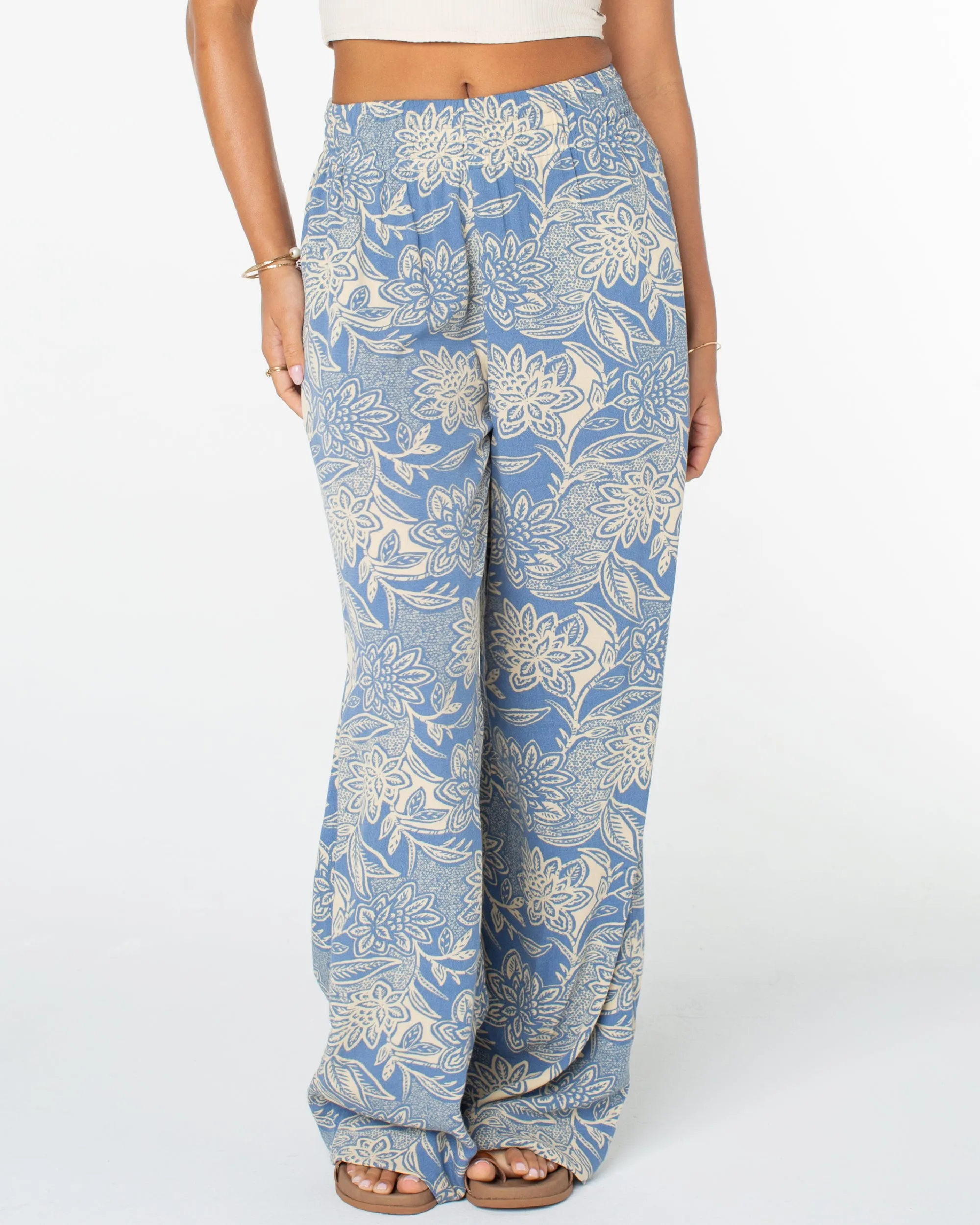 Forever And A Day Wide Leg Pants - Infinity Blue Lotus Batik