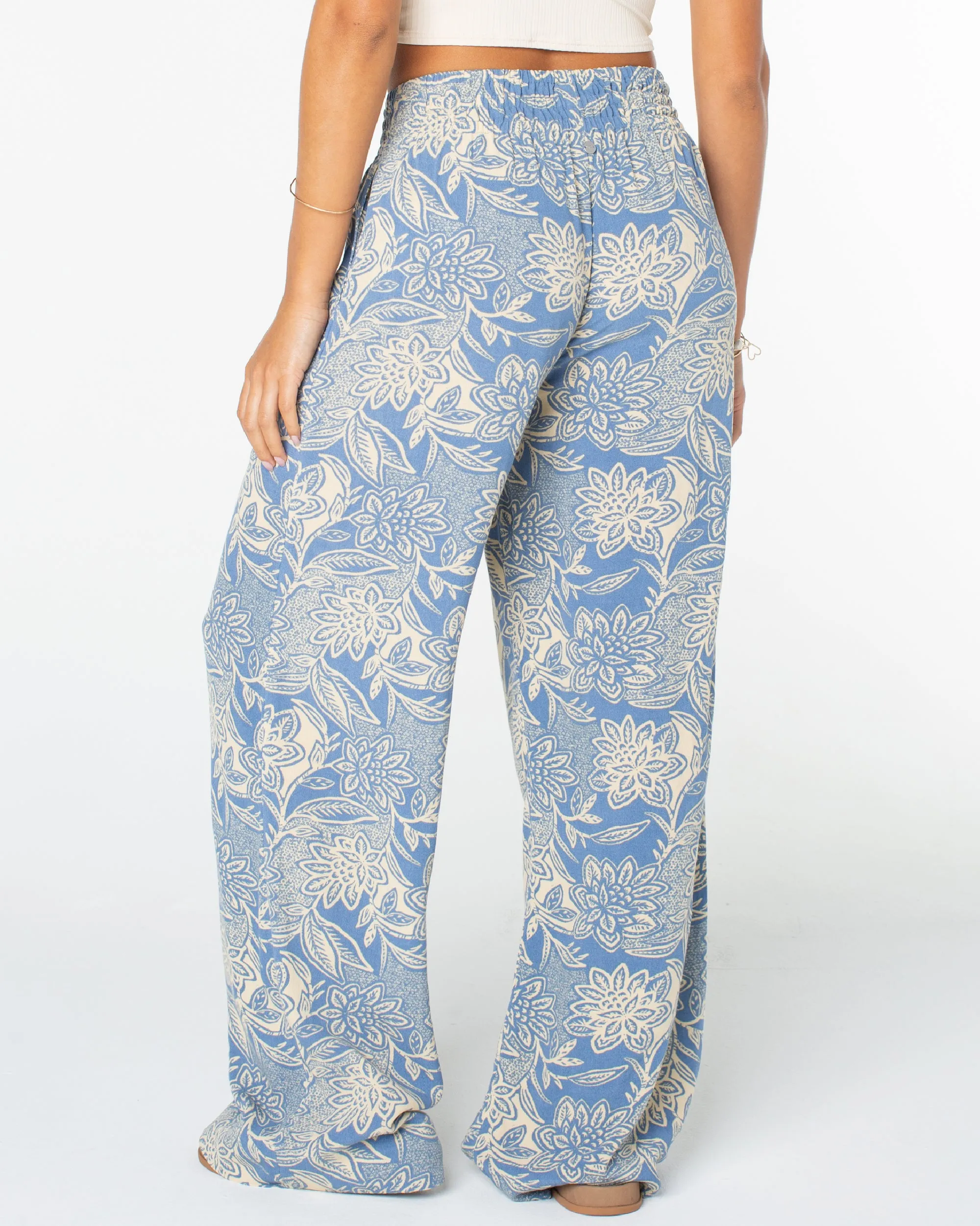 Forever And A Day Wide Leg Pants - Infinity Blue Lotus Batik