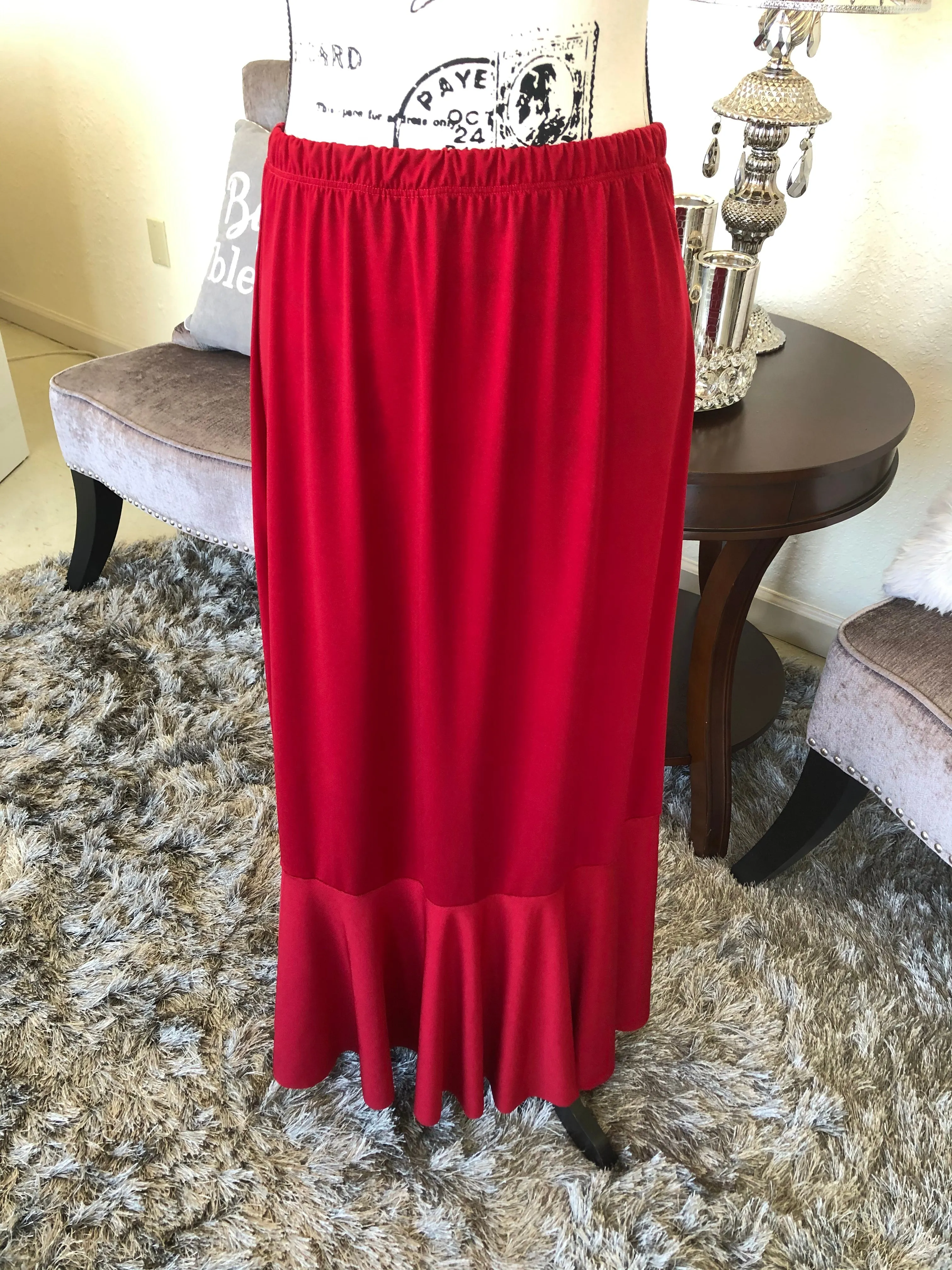 Garnet Red Caroline Skirt