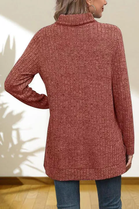 Gentle Slope High Low Thick Turtleneck Sweater