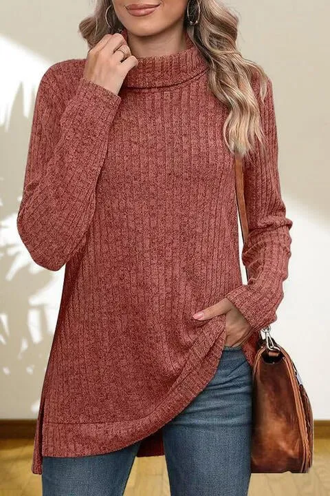 Gentle Slope High Low Thick Turtleneck Sweater