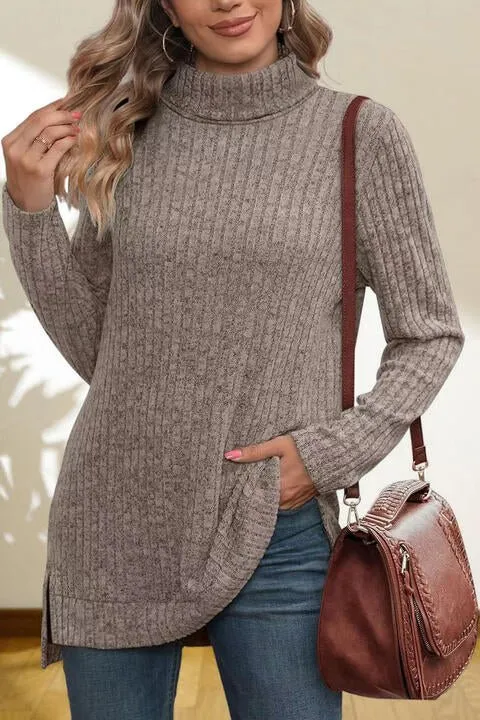 Gentle Slope High Low Thick Turtleneck Sweater