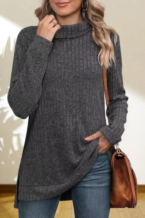 Gentle Slope High Low Thick Turtleneck Sweater