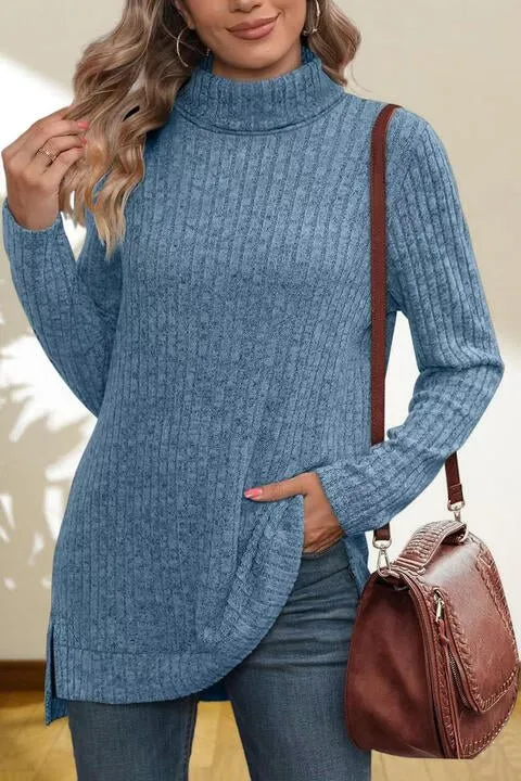 Gentle Slope High Low Thick Turtleneck Sweater