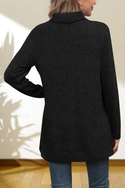 Gentle Slope High Low Thick Turtleneck Sweater