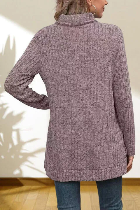 Gentle Slope High Low Thick Turtleneck Sweater