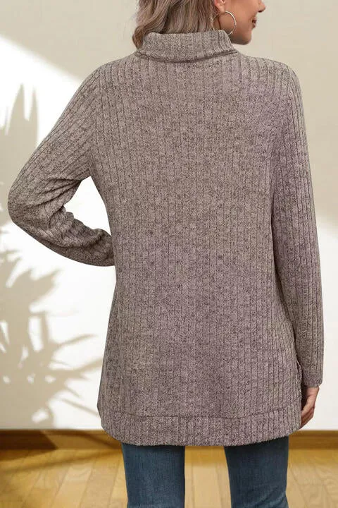 Gentle Slope High Low Thick Turtleneck Sweater