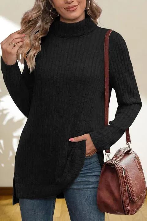 Gentle Slope High Low Thick Turtleneck Sweater