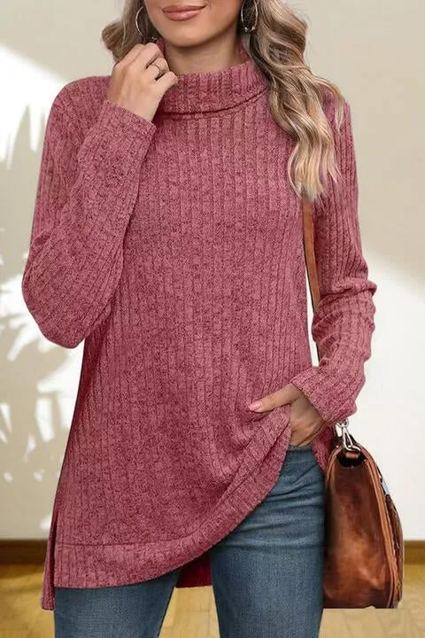 Gentle Slope High Low Thick Turtleneck Sweater