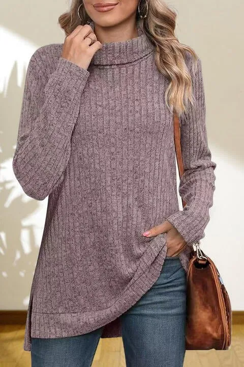 Gentle Slope High Low Thick Turtleneck Sweater